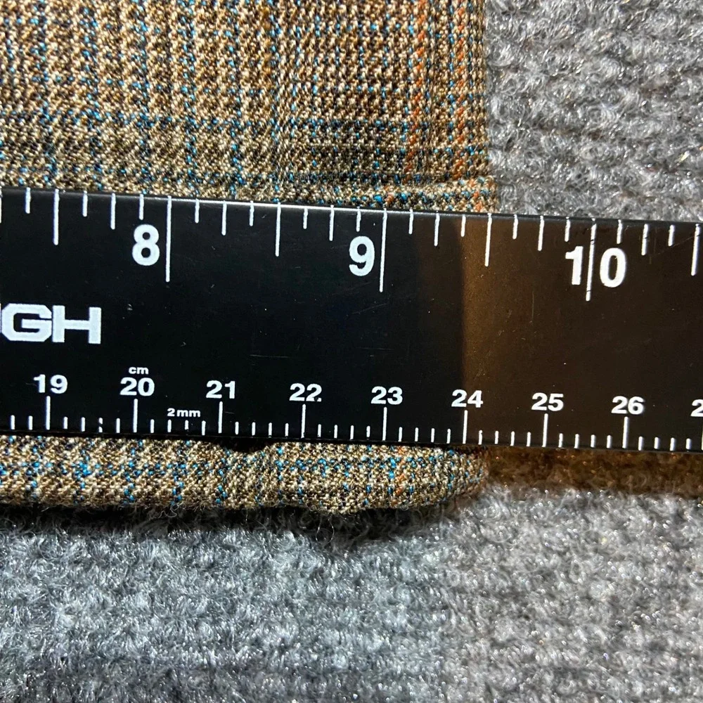 Vintage Alexanders Brown Glen Plaid Men's Suit 46L Made in Holland Trevira Wool